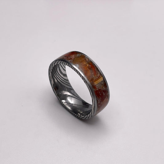 Damascus Steel Agate Ring