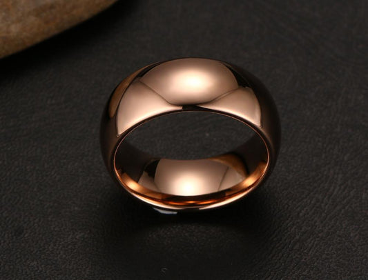 Rounded Rose Gold Plated Tungsten Carbide Ring