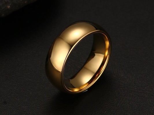 Rounded Gold Plated Tungsten Carbide Ring
