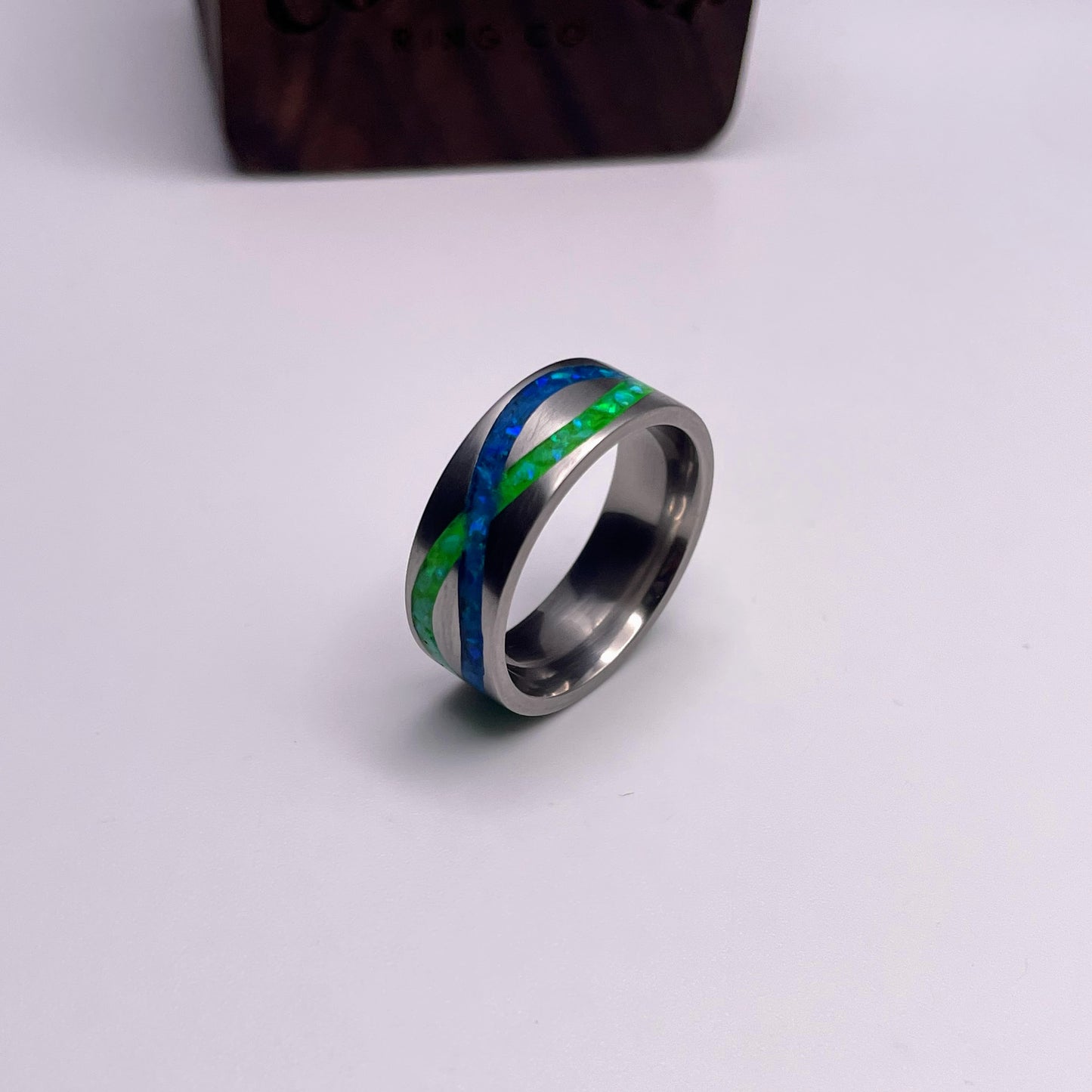 Titanium_glow_ring_blue_green_helix_design