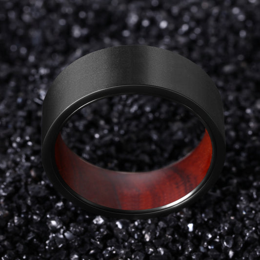 Dark Ironwood and Black Tungsten Ring