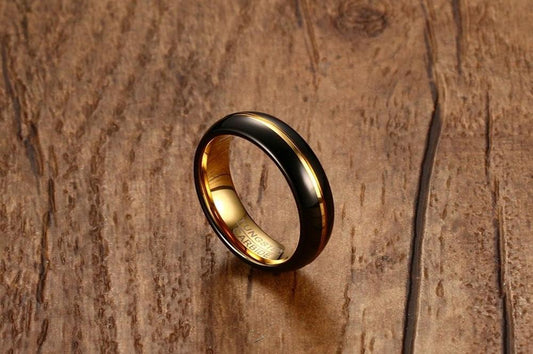 Black and Gold plated Tungsten Carbide Ring